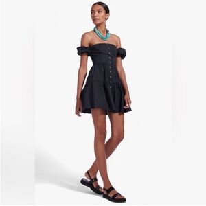 - Staud Size 10 Mini Elio Dress black summer beach  $245